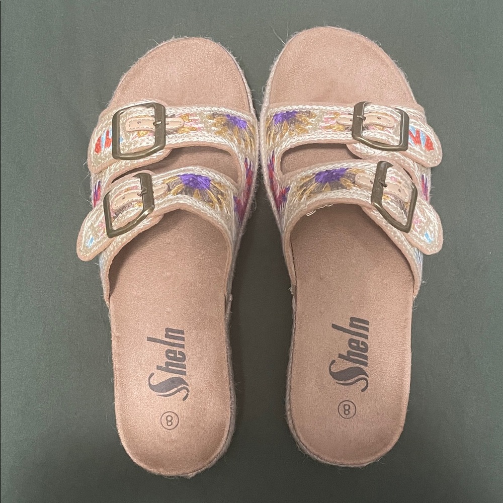 SHEIN Women's Colorful Double Buckle Sandals